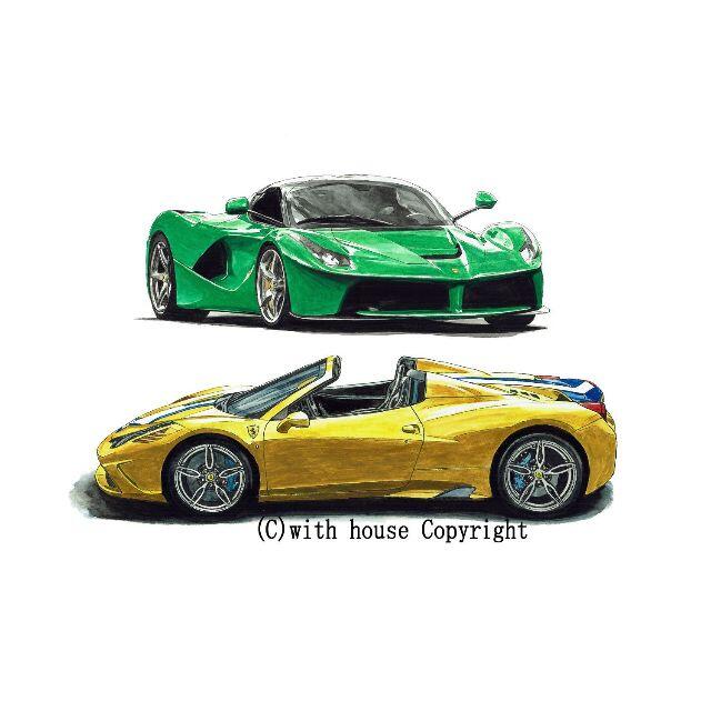 GC-1675ラ フェラーリ/458限定版画サイン額装作家平右ヱ門 1