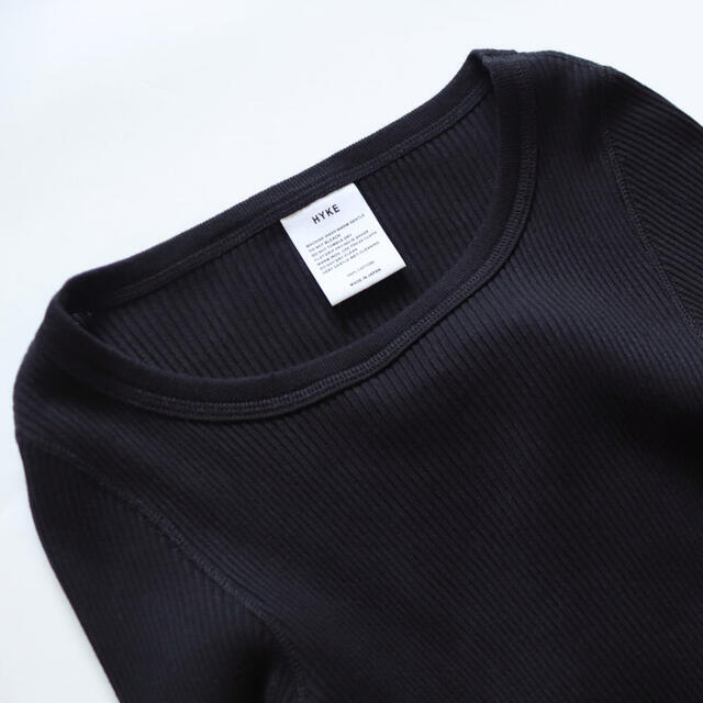 HYKE(ハイク)の新品 | HYKE（ハイク）LONG SLEEVE-TEE リブ カットソー 黒 レディースのトップス(カットソー(長袖/七分))の商品写真