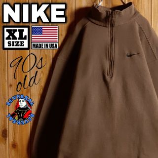 ナイキ(NIKE)の90s USA製 NIKE ナイキ ハーフジップ ワンポイント スウェット XL(スウェット)