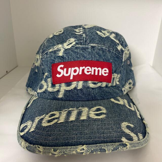 Supreme Frayed Logos Denim Camp Cap