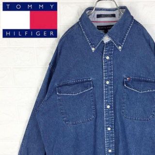 トミーヒルフィガー(TOMMY HILFIGER)のトミーヒルフィガー 超ゆるだぼ デニムシャツ ワンポイント刺繍ロゴ ボタンダウン(シャツ)