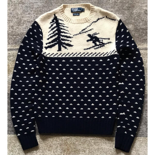 POLO RALPH LAUREN(ポロラルフローレン)の圧巻のデザイン 90's ラルフローレン スキー柄 雪柄 風景画 ニットセーター メンズのトップス(ニット/セーター)の商品写真