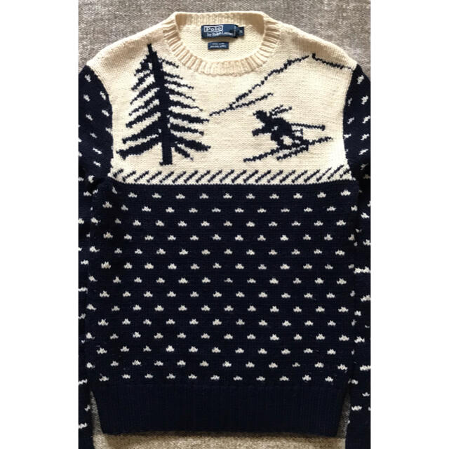 POLO RALPH LAUREN(ポロラルフローレン)の圧巻のデザイン 90's ラルフローレン スキー柄 雪柄 風景画 ニットセーター メンズのトップス(ニット/セーター)の商品写真