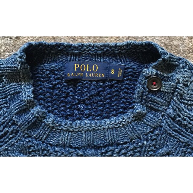 POLO RALPH LAUREN(ポロラルフローレン)の最高の大人服 ラルフローレン インディゴ ケーブル編み 星条旗 ニット セーター メンズのトップス(ニット/セーター)の商品写真