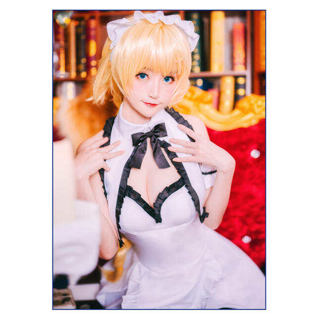 ウィッグ付き Fate fgo 白贞德 可愛い メイド コスプレ 衣装 エンタメ/ホビーのコスプレ(衣装一式)の商品写真