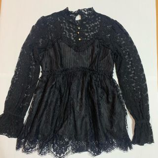 アクシーズファム(axes femme)のaxes femme  黒レーストップス(カットソー(長袖/七分))