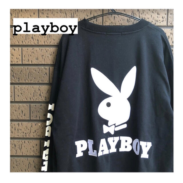 PLAYBOY(プレイボーイ)の《PLAYBOY》プレイボーイ バックロゴ スウェット 黒 メンズのトップス(スウェット)の商品写真