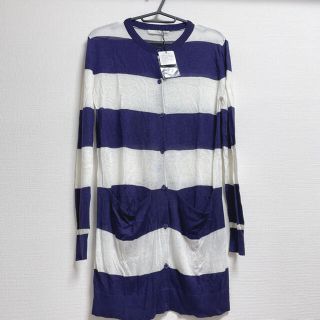 マウジー(moussy)のマウジー　新品　未使用　moussy 薄手　ロングカーディガン　ボーダー　長袖(カーディガン)