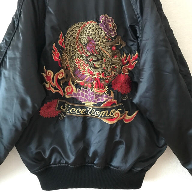 FICCE - FICCE UOMO☆90sスカジャン美品☆中綿入☆浮世絵風龍☆両面