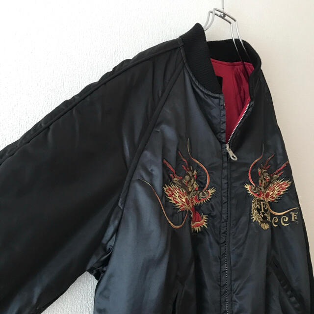 FICCE - FICCE UOMO☆90sスカジャン美品☆中綿入☆浮世絵風龍☆両面