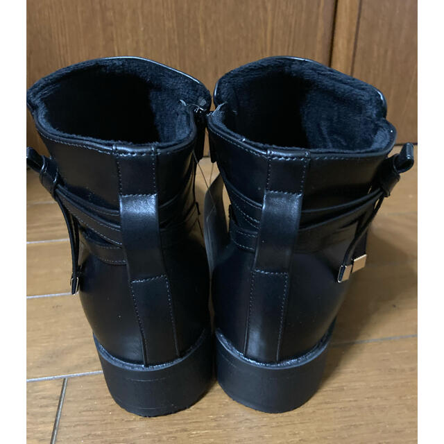 しまむら(シマムラ)のあったかふか楽　ショートブーツ　サイドリボン　4L 25.5cm〜26cm レディースの靴/シューズ(ブーツ)の商品写真