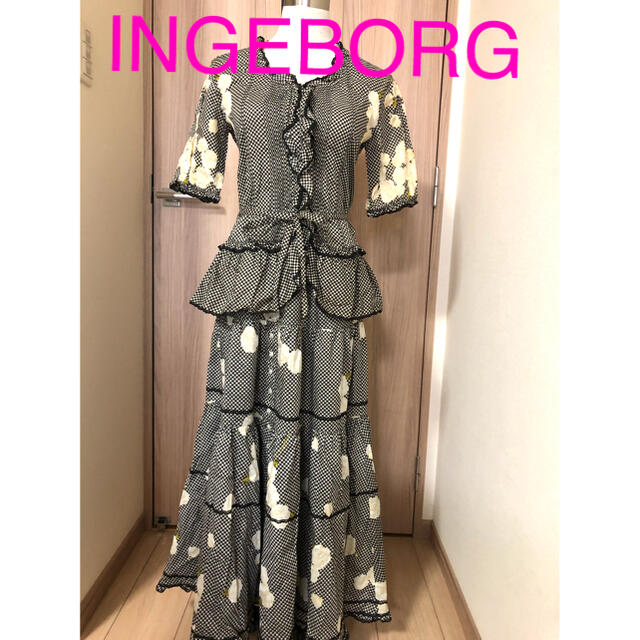 【再値下げ】INGEBORG ブラウス 黒 レース リボン 未使用