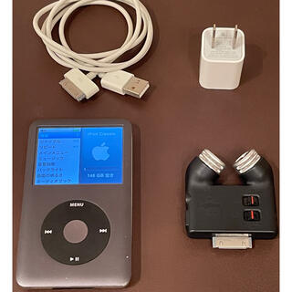 アップル(Apple)のiPod classic 160 GB＋ Logitec iPod用録音アダプタ(ポータブルプレーヤー)