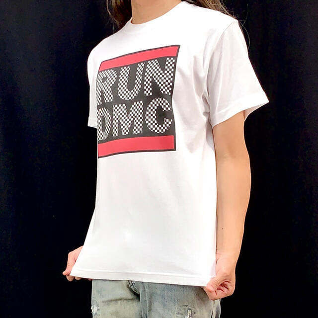 新品 RUN DMC チェッカー ロゴ オールドスクール ヒップホップ Tシャツ 2
