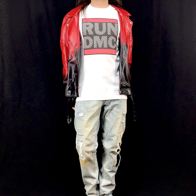 新品 RUN DMC チェッカー ロゴ オールドスクール ヒップホップ Tシャツ 4