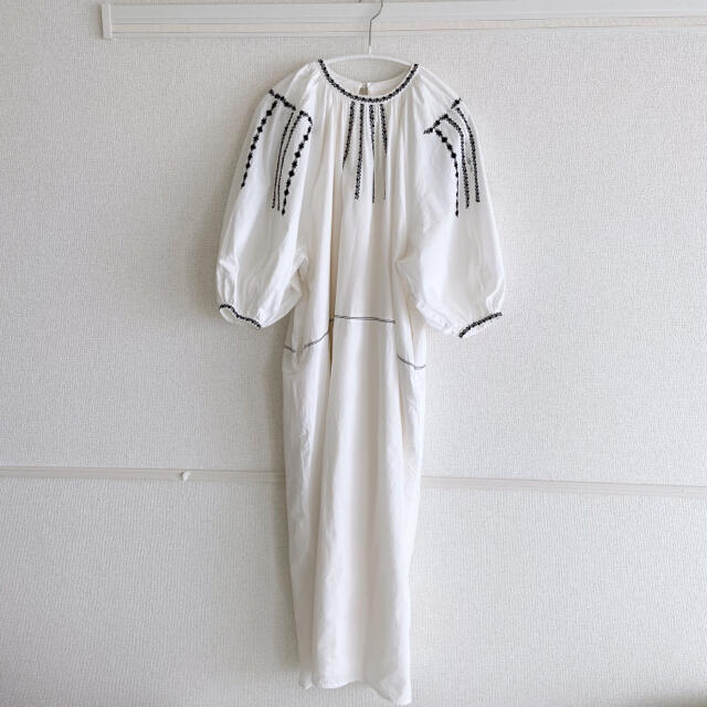 CLANE SMOCK EMBROIDERY ONE PIECE ホワイト 6