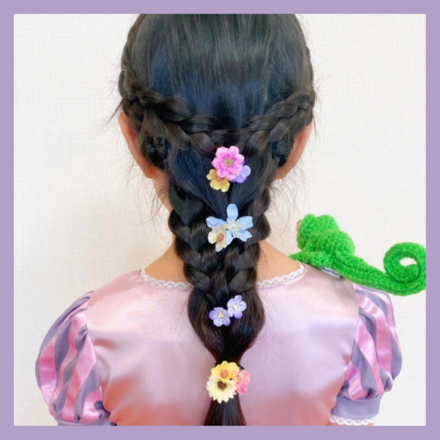 ラプンツェル お花のヘアゴム 10個セット｜ラプンツェルヘアアクセサリー｜髪飾り ハンドメイドのアクセサリー(ヘアアクセサリー)の商品写真
