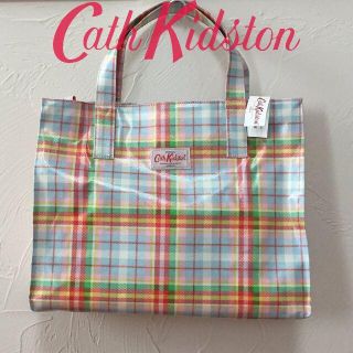 キャスキッドソン(Cath Kidston)の新品 キャスキッドソン キャリーオール チェックブルーマルチ(ハンドバッグ)