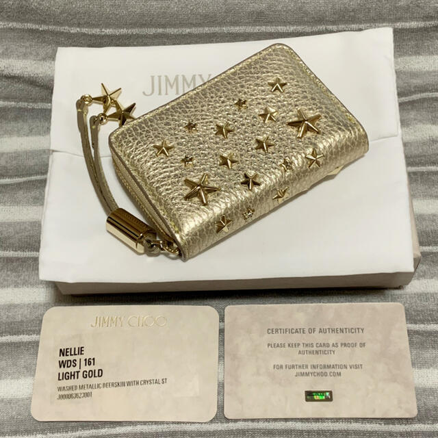 JIMMY CHOO(ジミーチュウ)の未使用 ジミーチュウ コインケース NELLIE GOLD ゴールド レディースのファッション小物(コインケース)の商品写真