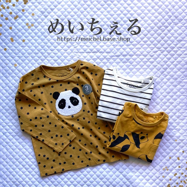 NEXT(ネクスト)の【新品】next オークル パンダアップリケTシャツ3枚組（ガールズ） キッズ/ベビー/マタニティのベビー服(~85cm)(シャツ/カットソー)の商品写真