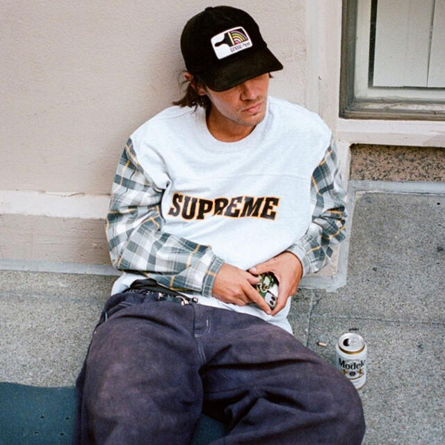 Supreme(シュプリーム)のM Supreme Plaid Sleeve L/S Top Ash Grey メンズのトップス(Tシャツ/カットソー(七分/長袖))の商品写真