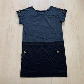 バーバリーブルーレーベル(BURBERRY BLUE LABEL)のチュニック　黒✖︎ダークグレー(Tシャツ(半袖/袖なし))