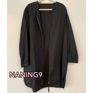 ザラ(ZARA)のNANING9 ナンニング9 ブラックノーカラー　トレンチコート(トレンチコート)