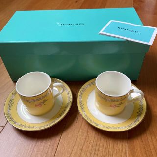 ティファニー(Tiffany & Co.)のティファニー　ピンクチューリップ　デミタスカップ&ソーサー2セット(食器)