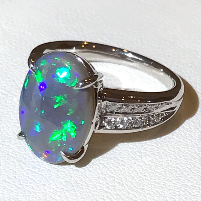 ☆Pt900 ブラックオパール3.53ct&ダイヤリング☆