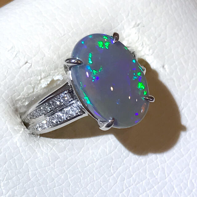 ☆Pt900 ブラックオパール3.53ct&ダイヤリング☆