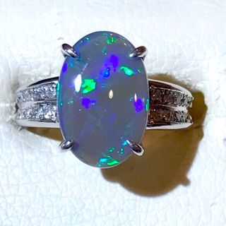 ☆Pt900 ブラックオパール3.53ct&ダイヤリング☆(リング(指輪))