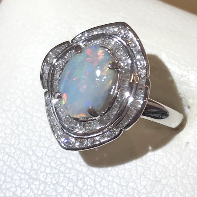 ☆Pt900 ブラックオパール1.61ct&ダイヤリング ☆ レディースのアクセサリー(リング(指輪))の商品写真