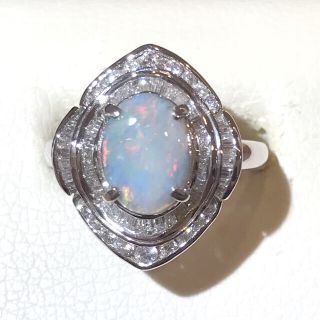 ☆Pt900 ブラックオパール1.61ct&ダイヤリング ☆(リング(指輪))