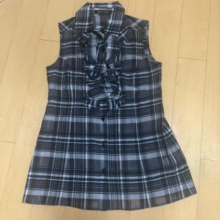 クイーンズコート(QUEENS COURT)の美品☆QUEENS COURT☆可愛いチェックシャツ/チュニック(シャツ/ブラウス(半袖/袖なし))