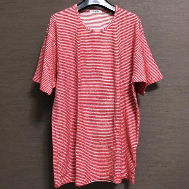 日本製★赤色の大きめボーダーTシャツ レディースのトップス(Tシャツ(半袖/袖なし))の商品写真