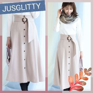 ジャスグリッティー(JUSGLITTY)の【新品】JUSGLITTYジャスグリッティーベルト付きカラースカート (ロングスカート)