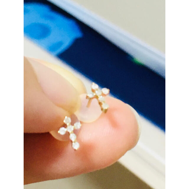 ダイヤ　ダイヤモンド　ピアス　クロス　K18