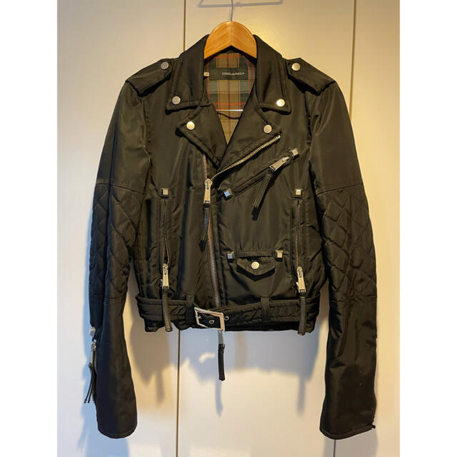 ディースクエアード 中綿入りナイロンライダースジャケット HYDE着