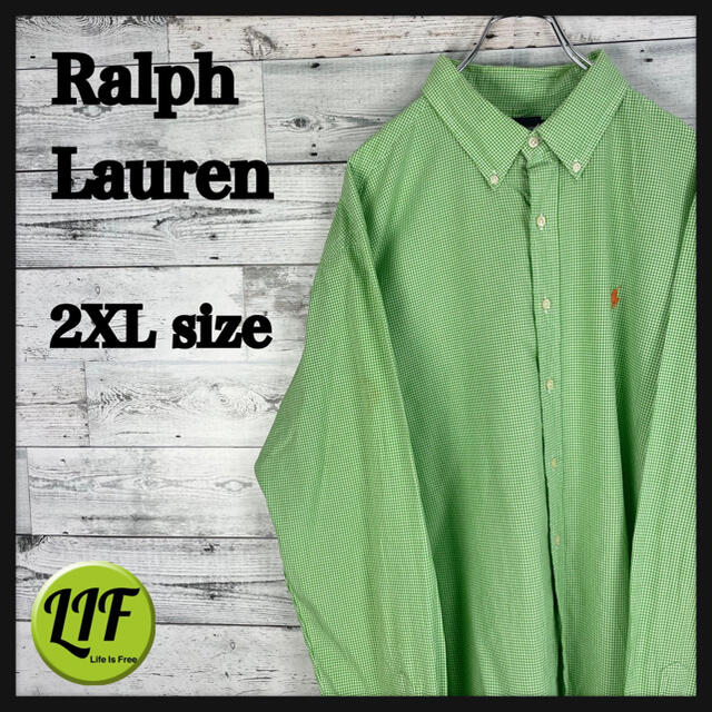 【希少‼︎】ラルフローレン 刺繍 90s BDシャツ チェック 緑白 | フリマアプリ ラクマ