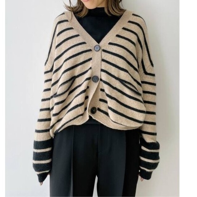 メーカーサイズフリーサイズ新品◆roberto collina◆BorderCardigan◆ベージュ