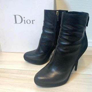 クリスチャンディオール(Christian Dior)のChristian Dior ショートブーツ　ブラック　レザースエード(ブーツ)