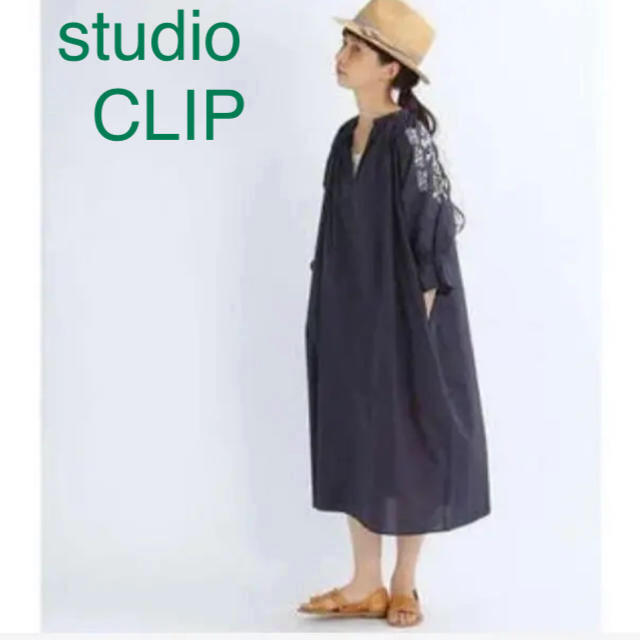 STUDIO CLIP(スタディオクリップ)のstudio CLIP コットンローン袖刺繍ワンピース【美品】 レディースのワンピース(ひざ丈ワンピース)の商品写真