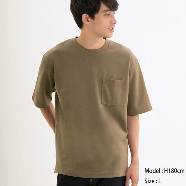 GU(ジーユー)の【GU 】メンズ　ポンチクルーネックTシャツ　5分袖　ジーユー　毛玉あり メンズのトップス(Tシャツ/カットソー(半袖/袖なし))の商品写真