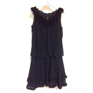 ジルバイジルスチュアート(JILL by JILLSTUART)の【極美品♡】ジルバイ☆結婚式などに♡黒チュールフリルシフォンドレス（ワンピース）(ミニワンピース)