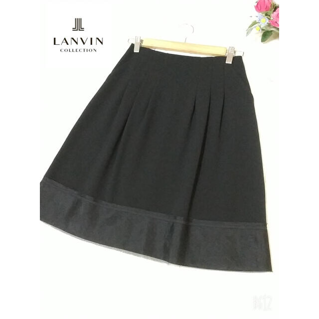 【美品】LANVIN COLLECTION タック入り スカート ブラック