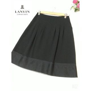 ランバンコレクション(LANVIN COLLECTION)の【美品】LANVIN COLLECTION タック入り スカート ブラック(ひざ丈スカート)