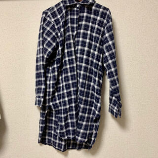 チェックシャツ ロングシャツ　メンズ　レディース(Tシャツ/カットソー(七分/長袖))