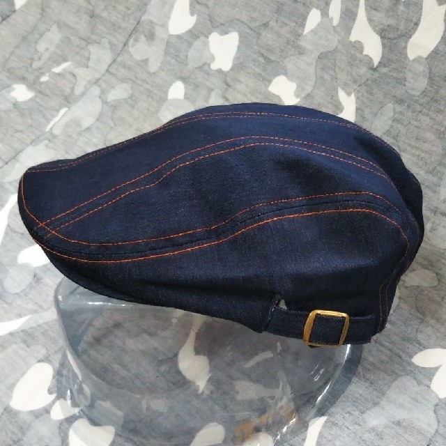 デニムハンチングカラーステッチ縦パッチワークネイビーオールシーズンタイプ メンズの帽子(ハンチング/ベレー帽)の商品写真