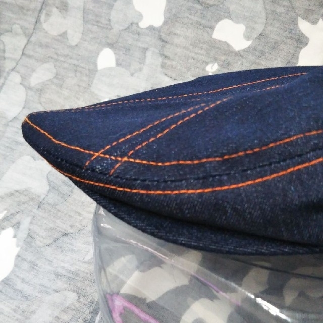 デニムハンチングカラーステッチ縦パッチワークネイビーオールシーズンタイプ メンズの帽子(ハンチング/ベレー帽)の商品写真