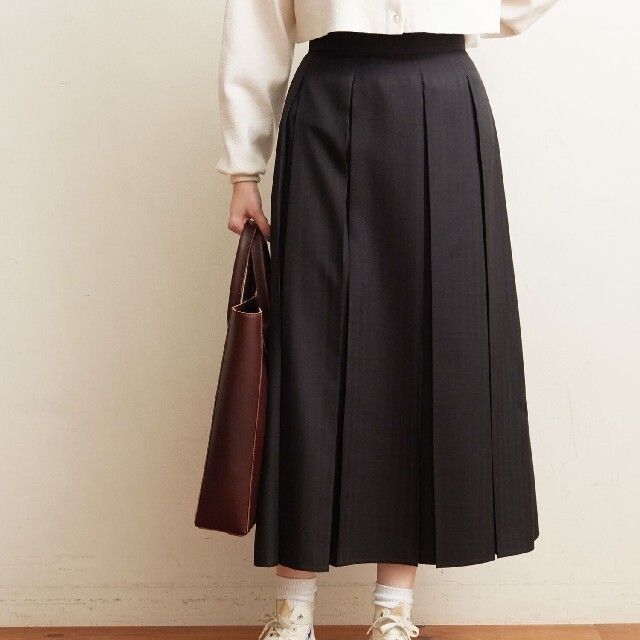 fig london wool mood　boxpleats スカートレディース